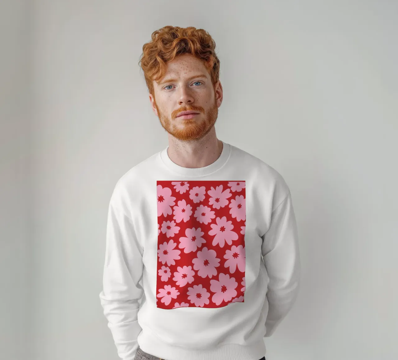 Motivo floreale rosso , Fiori preppy felpa da pdigitalprints
