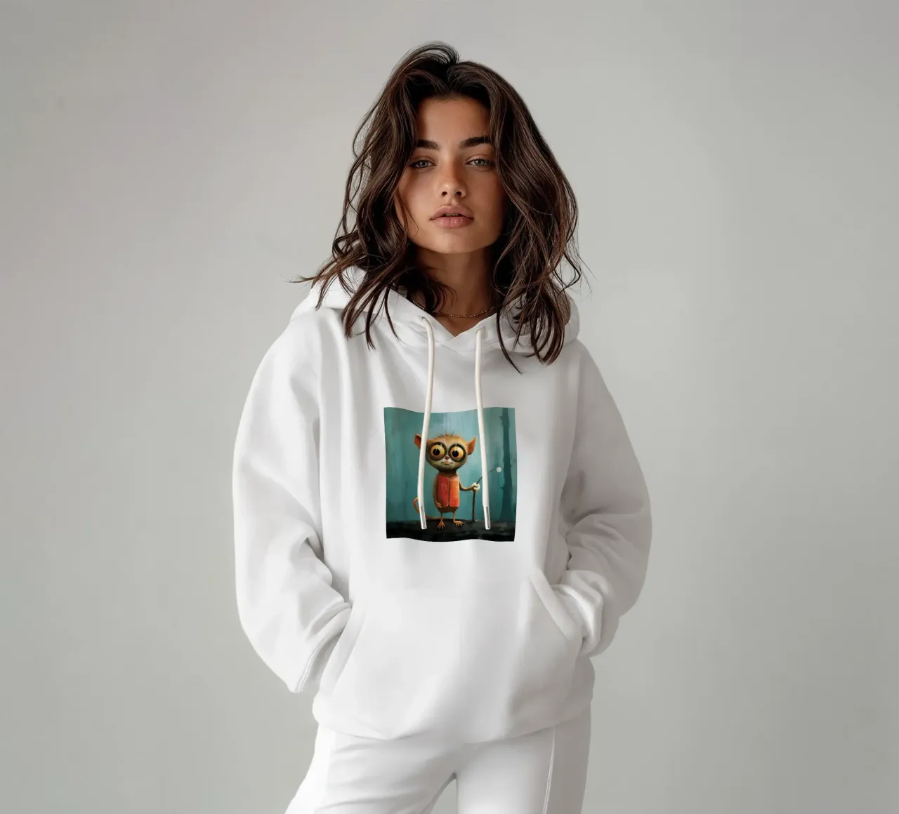 Minimal Tarsier 3 felpa con cappuccio da Minimal Animal Art