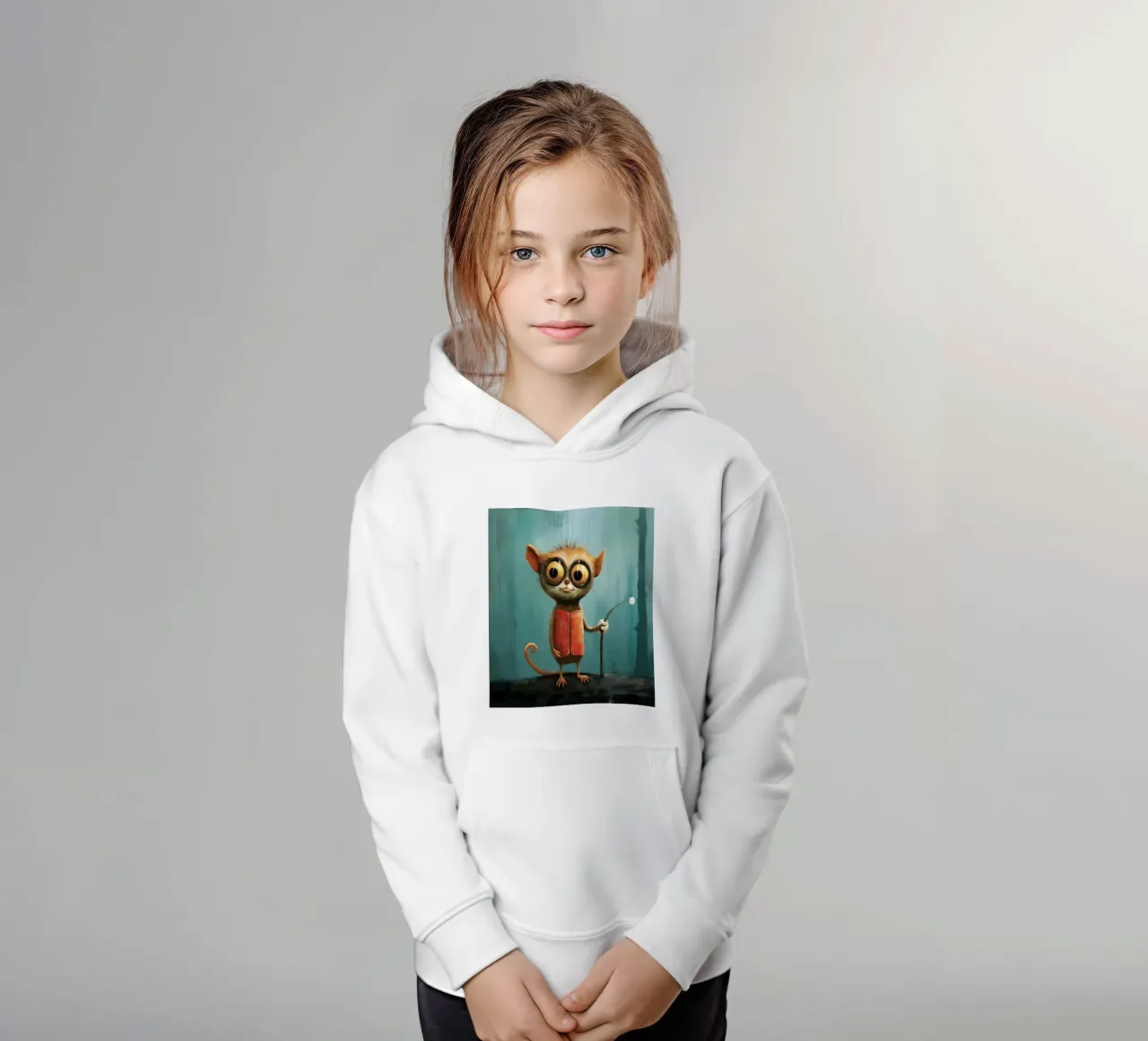 Minimal Tarsier 3 felpa bambino con cappuccio da Minimal Animal Art