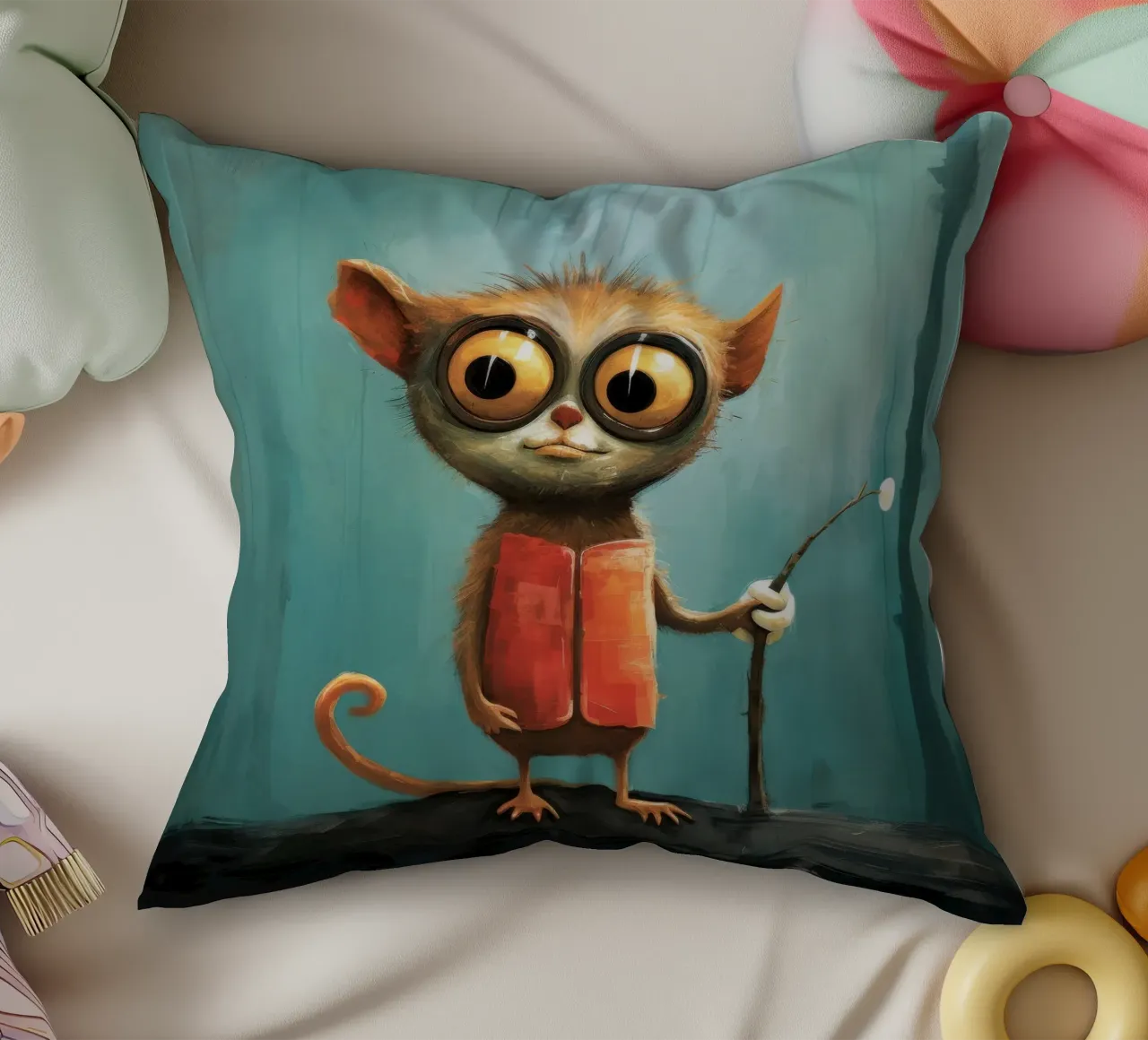 Minimal Tarsier 3 cuscino da Minimal Animal Art