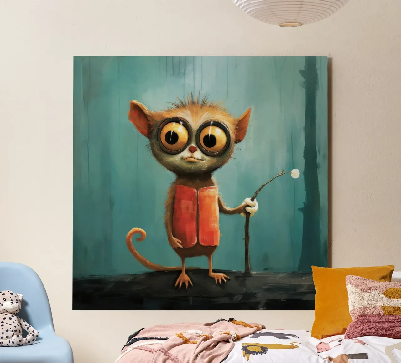 Minimal Tarsier 3 alluminio dibond da Minimal Animal Art