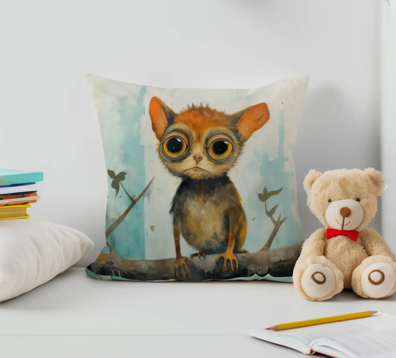 Tarsio minimo 1 cuscino da Minimal Animal Art