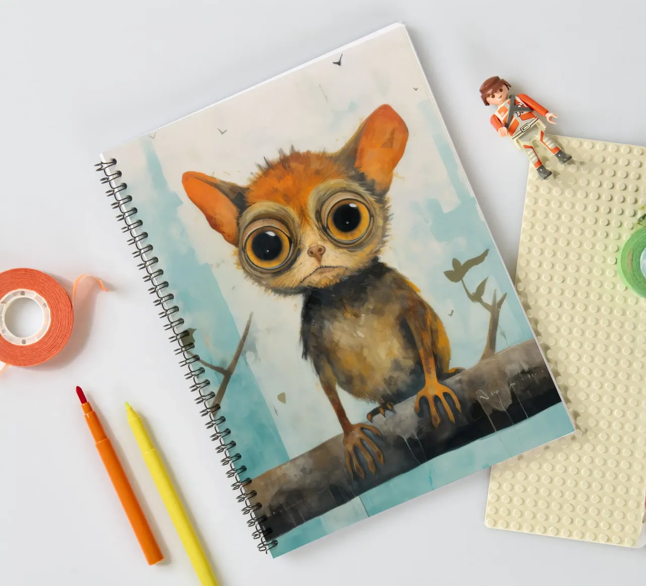 Minimal Tarsier 1 spiral notebook by Minimal Animal Art