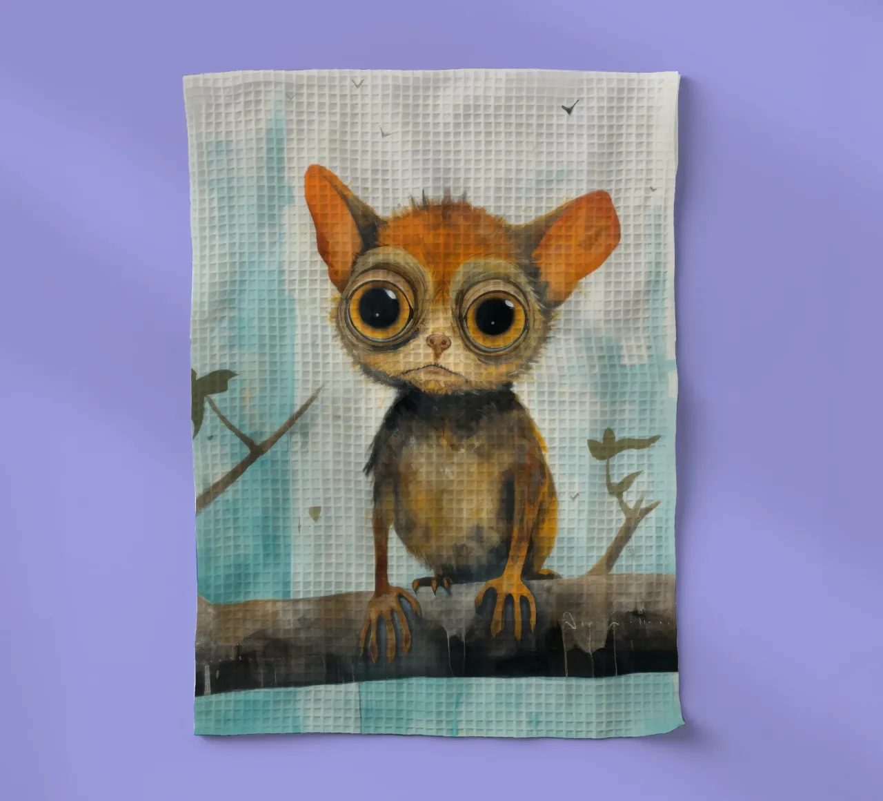 Tarsio minimo 1 canovaccio da cucina da Minimal Animal Art