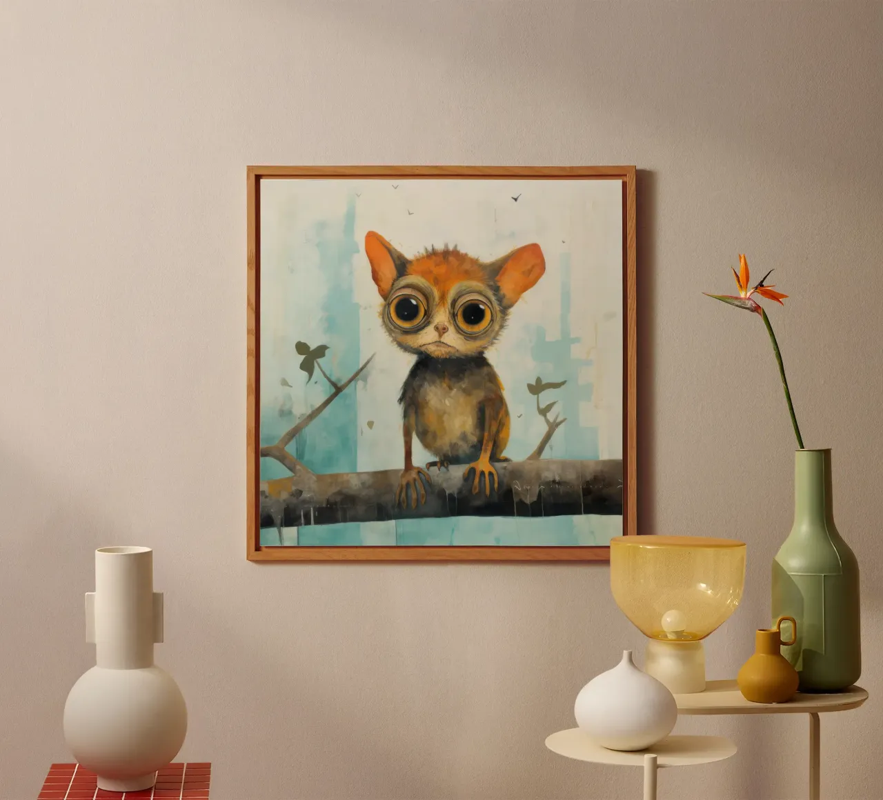 Tarsio minimo 1 alluminio dibond da Minimal Animal Art