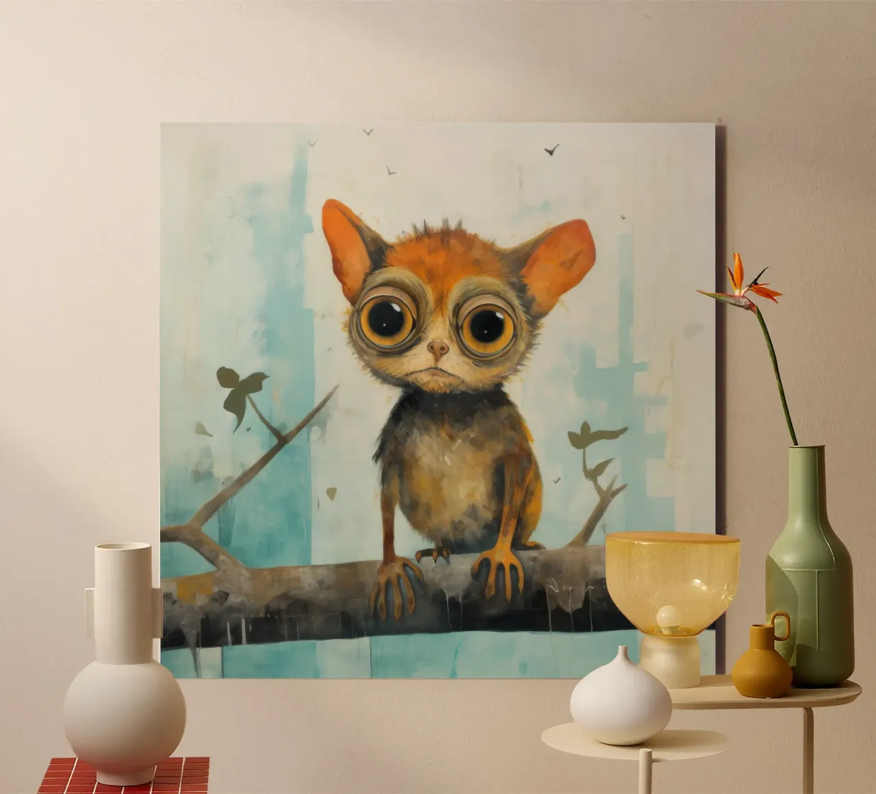 Tarsio minimo 1 alluminio dibond da Minimal Animal Art