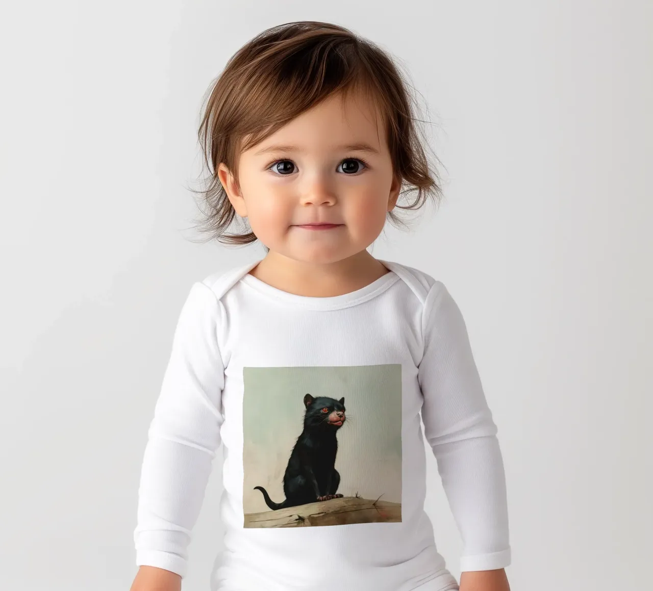 Minimal Tasmanian Devil 2 long-sleeve baby romper by Minimal Animal Art