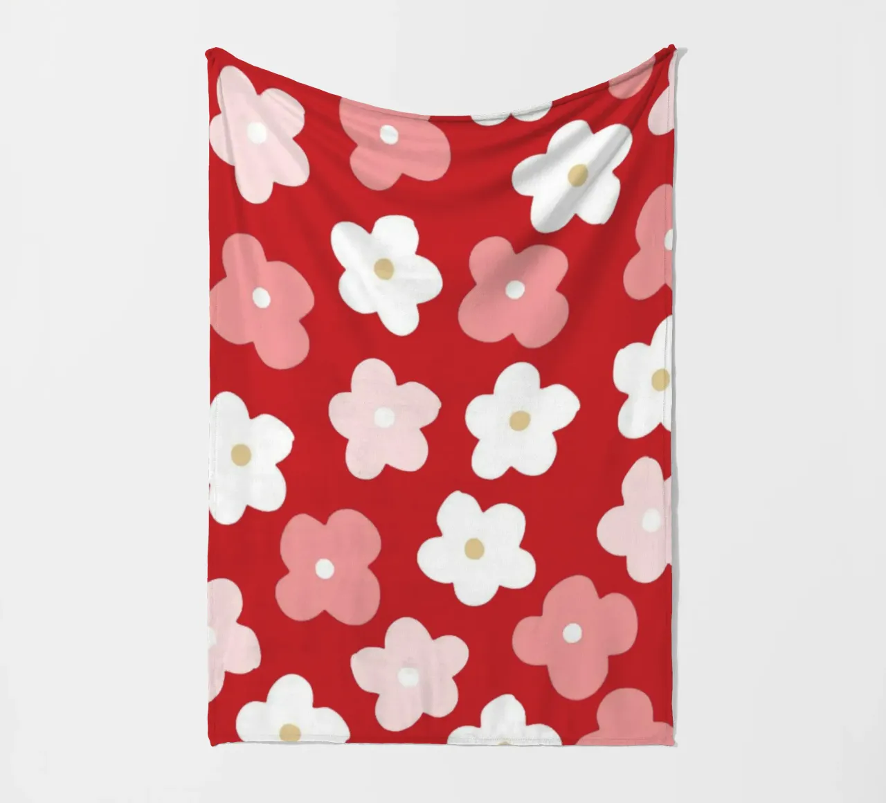 Design floreale preppy rosso coperta in pile da pdigitalprints