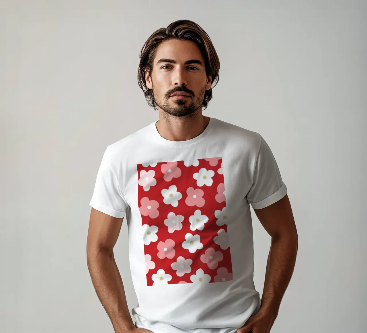 Design floreale preppy rosso t-shirt da pdigitalprints