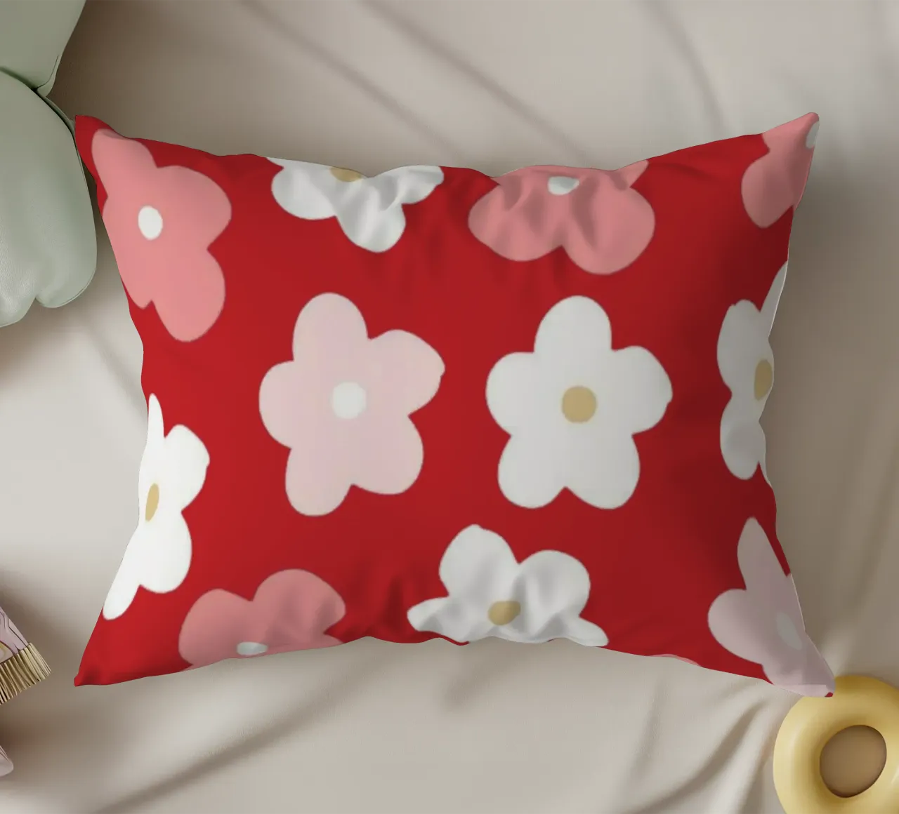 Design floreale preppy rosso cuscino da pdigitalprints