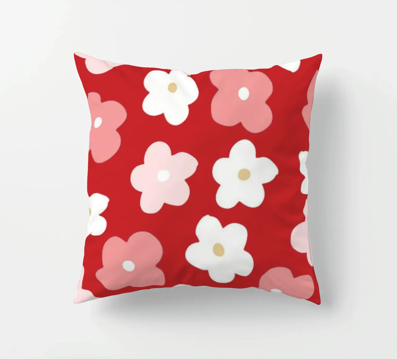 Design floreale preppy rosso cuscino da pdigitalprints