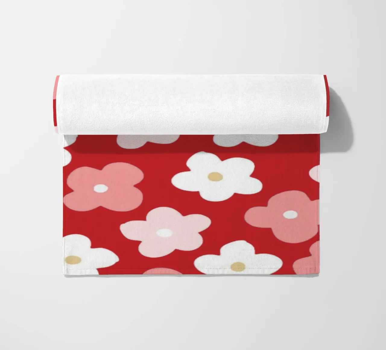 Design floreale preppy rosso telo mare da pdigitalprints