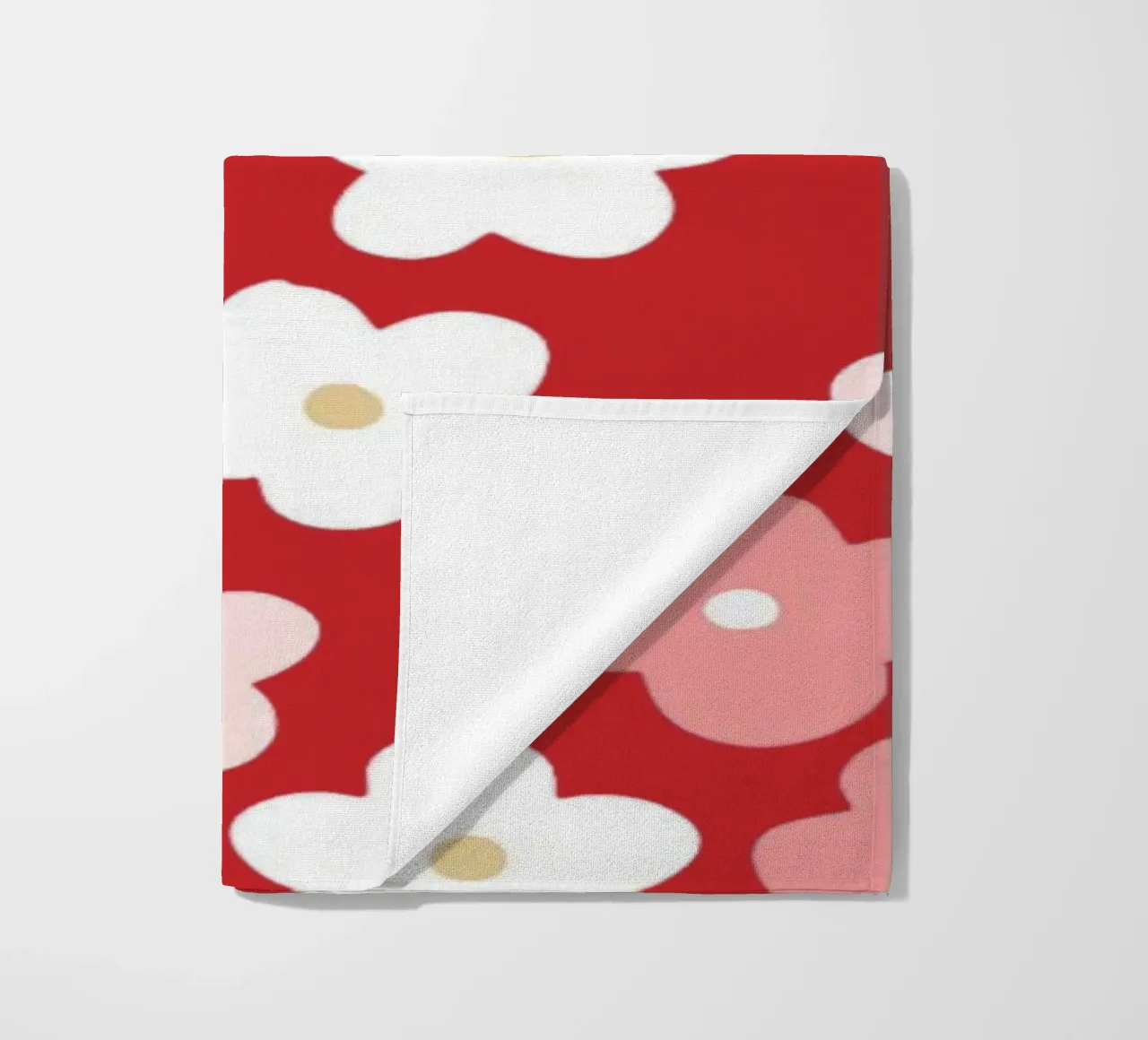 Design floreale preppy rosso telo mare da pdigitalprints