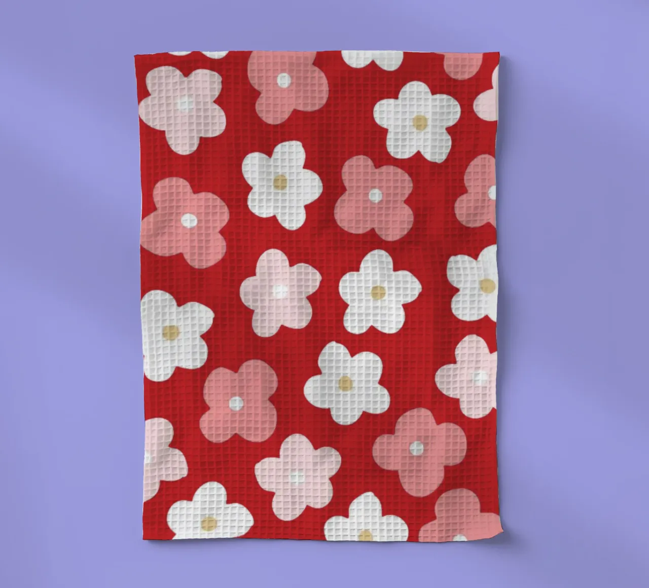 Design floreale preppy rosso canovaccio da cucina da pdigitalprints
