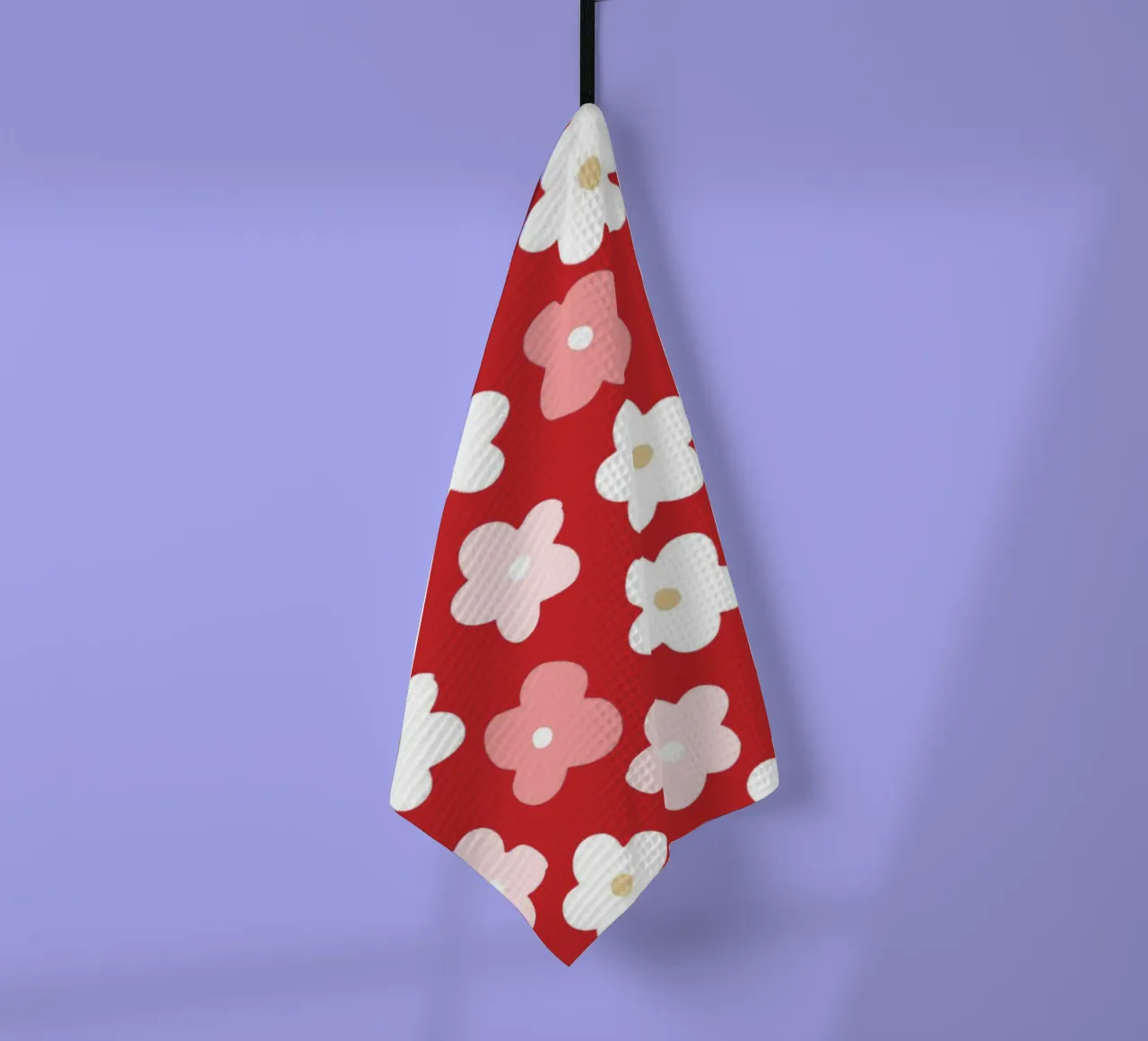 Design floreale preppy rosso canovaccio da cucina da pdigitalprints
