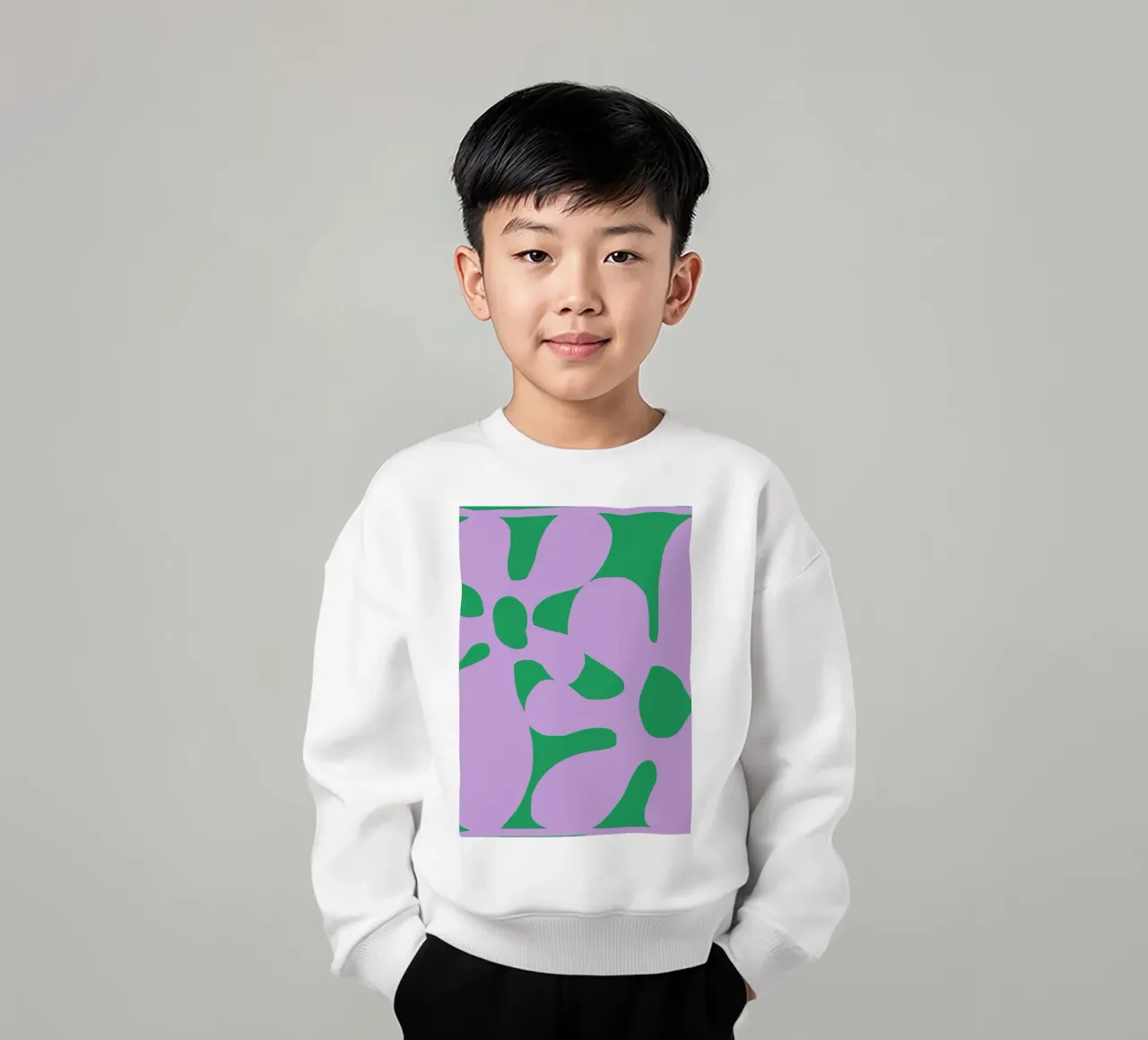 Grande fiore verde e viola Groovy felpa bambino da pdigitalprints