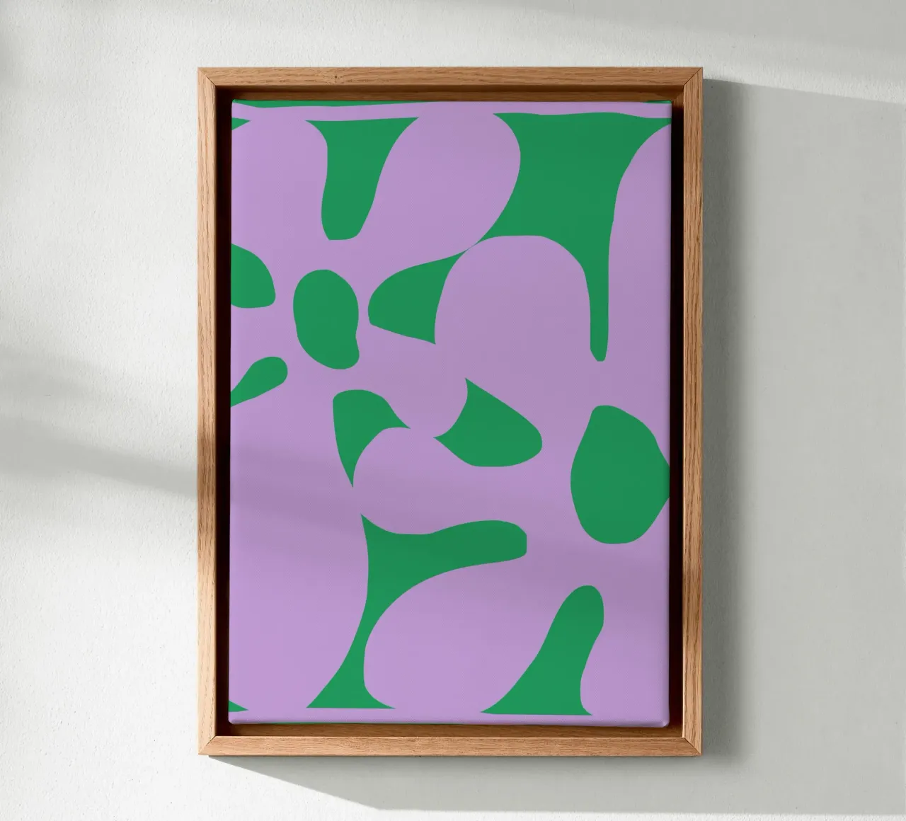 Grande fiore verde e viola Groovy tela con Cornice a cassetta da pdigitalprints