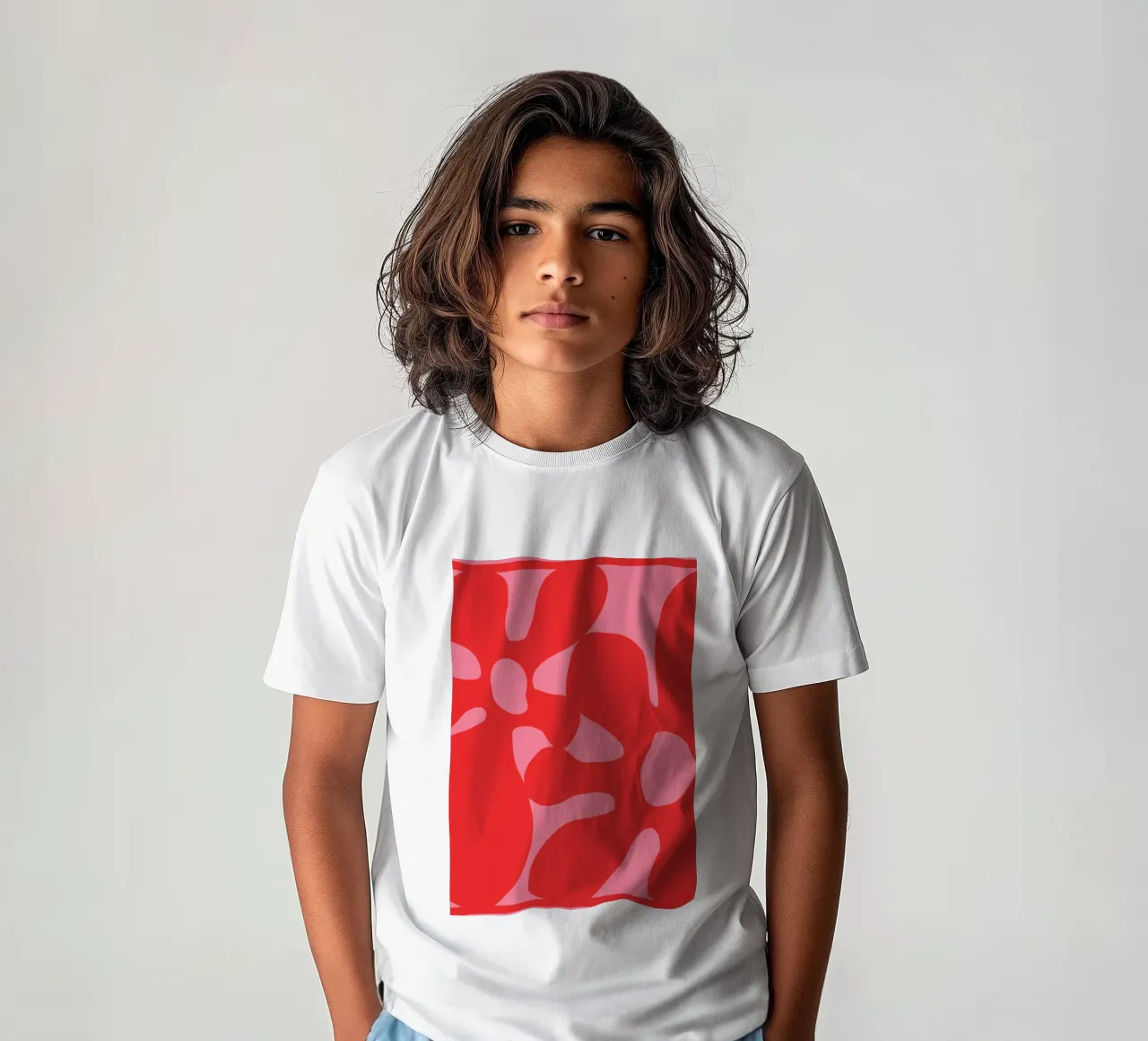 Big Groovy red flowers kids t-shirt by pdigitalprints