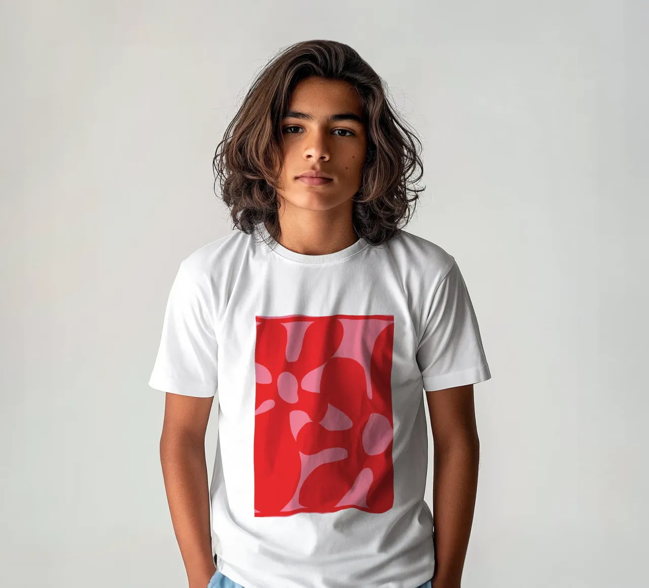 Big Groovy red flowers kids t-shirt by pdigitalprints