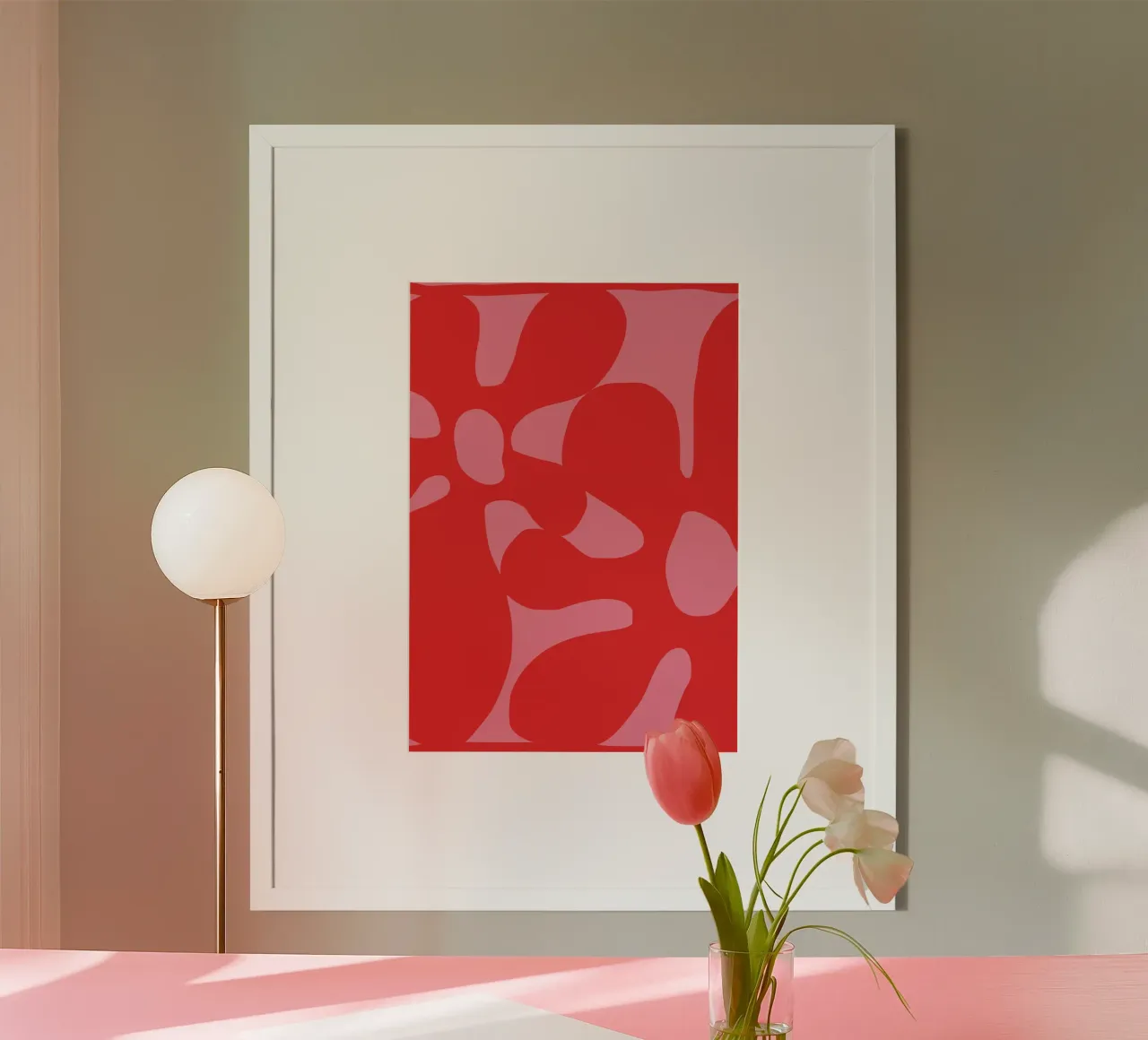 Grandi fiori rossi Groovy poster con telaio in alluminio da pdigitalprints
