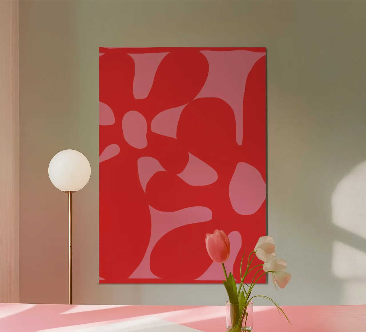 Grandi fiori rossi Groovy poster con telaio in alluminio da pdigitalprints