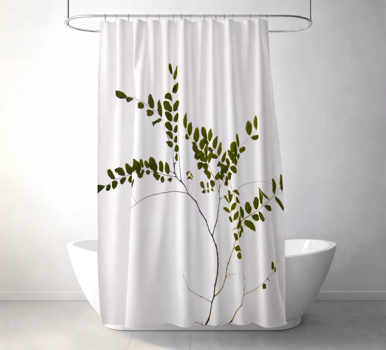 Minimalist tree branch shower curtain by Teresa André