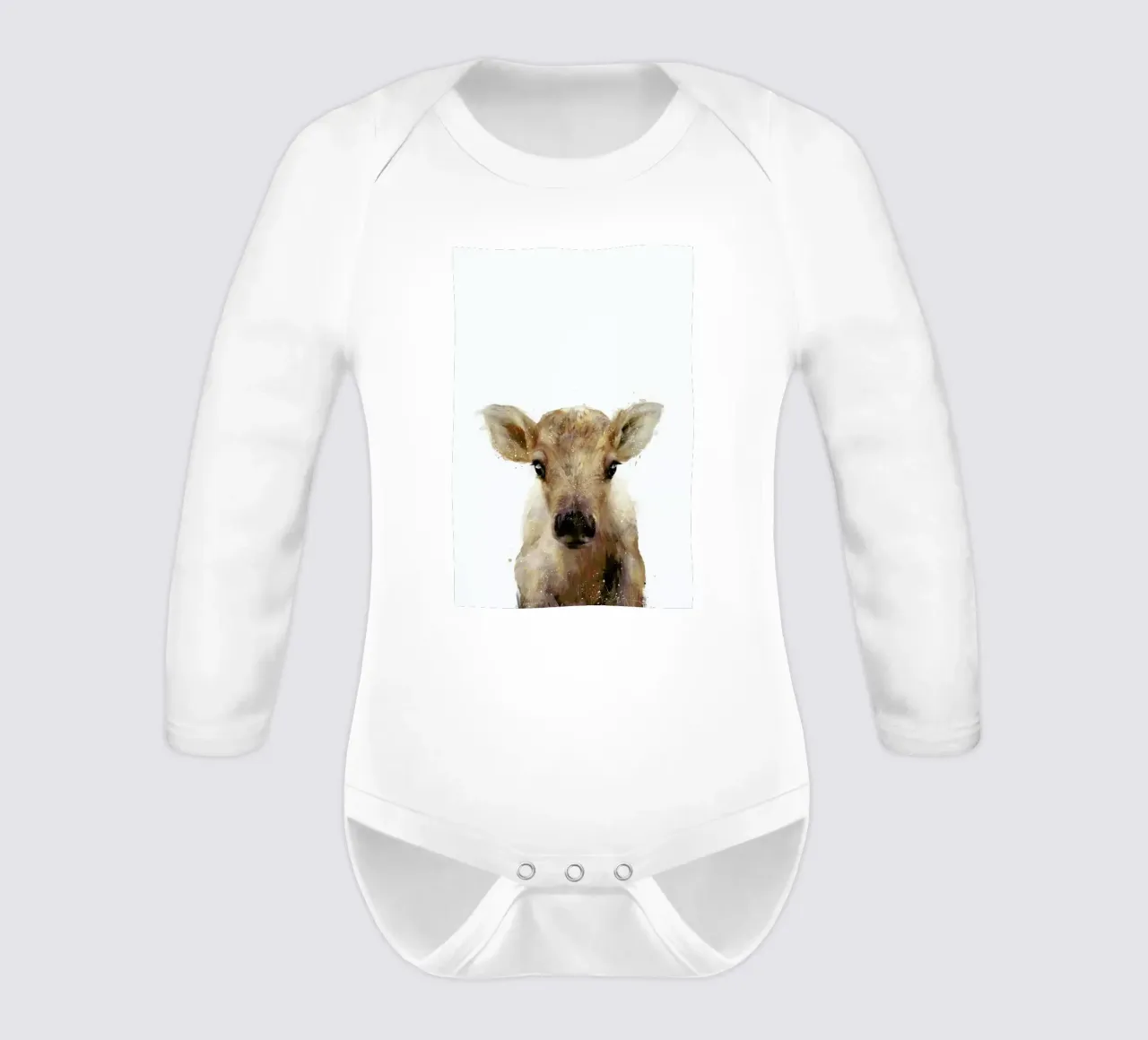 Little Reindeer long-sleeve baby romper by Amy Hamilton