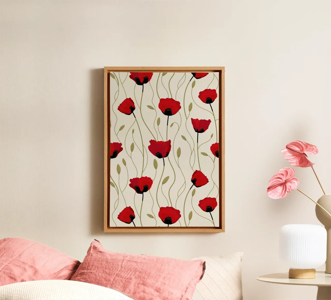 Red floral paisley Print canvas by pdigitalprints