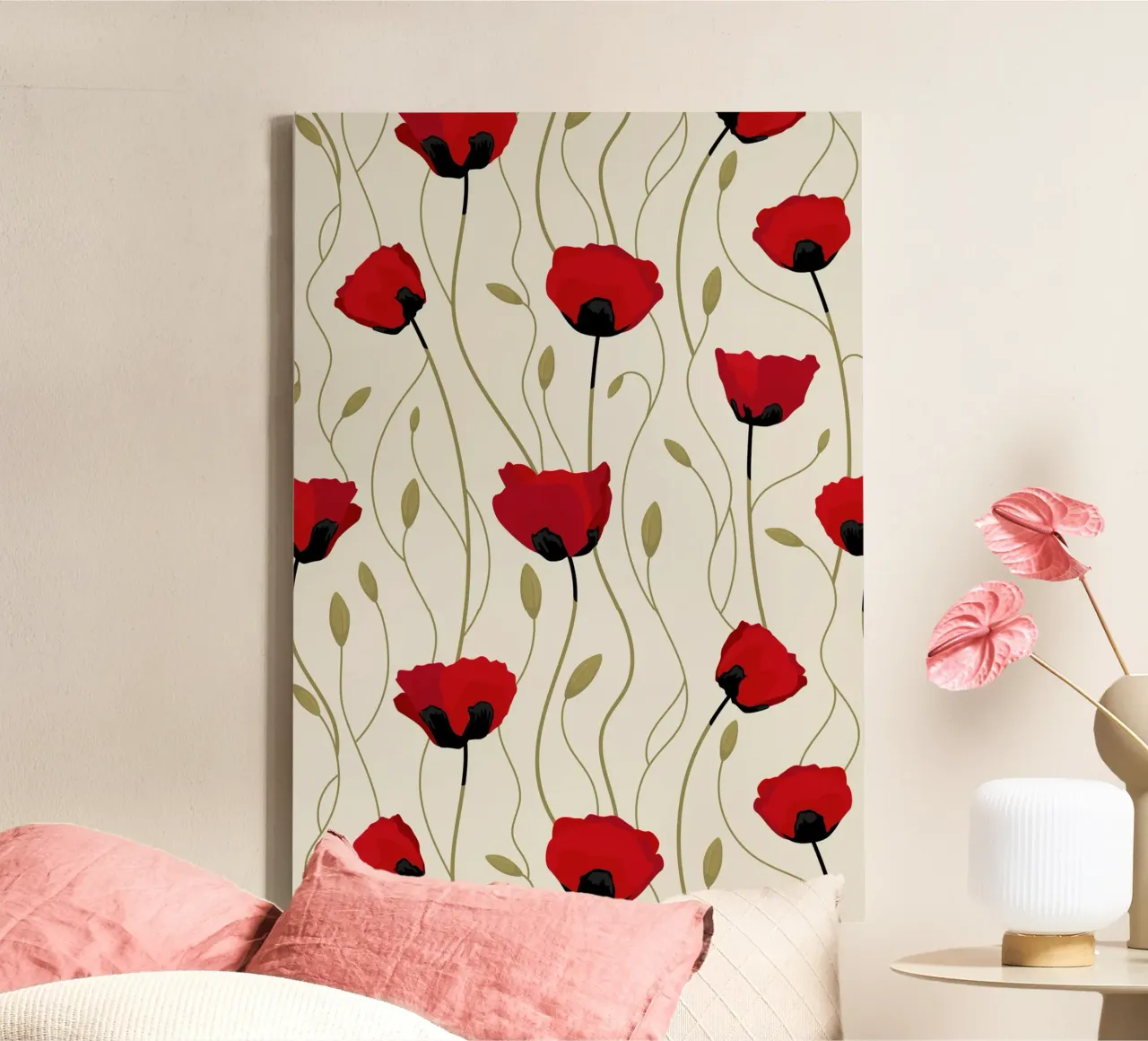 Red floral paisley Print canvas by pdigitalprints