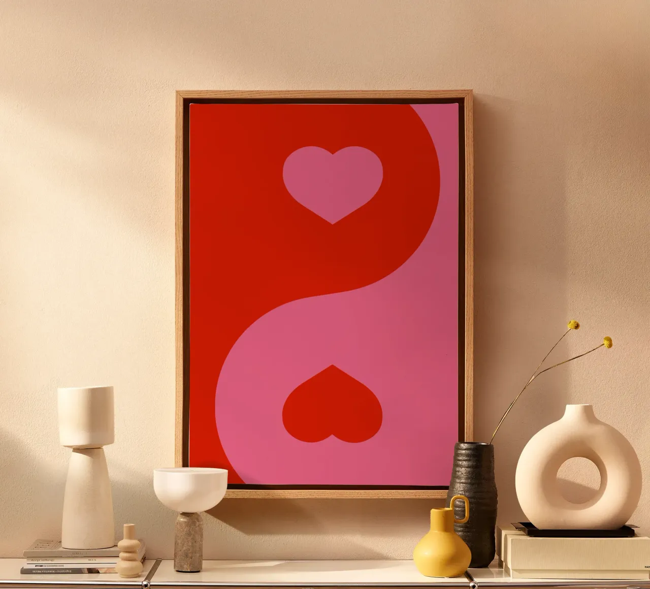 Heart Ying and Yang, Valentines day canvas by pdigitalprints