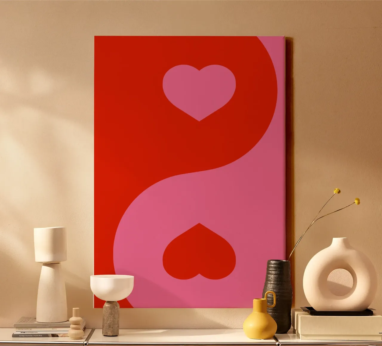 Heart Ying and Yang, Valentines day canvas by pdigitalprints
