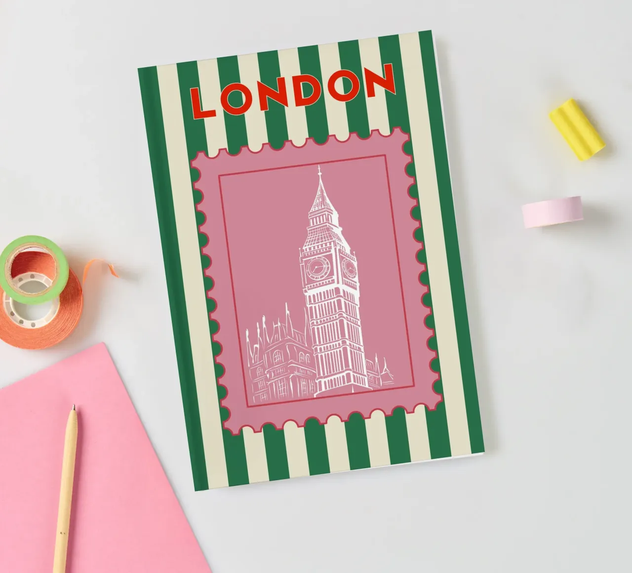 London Retro Travel design notebook by pdigitalprints