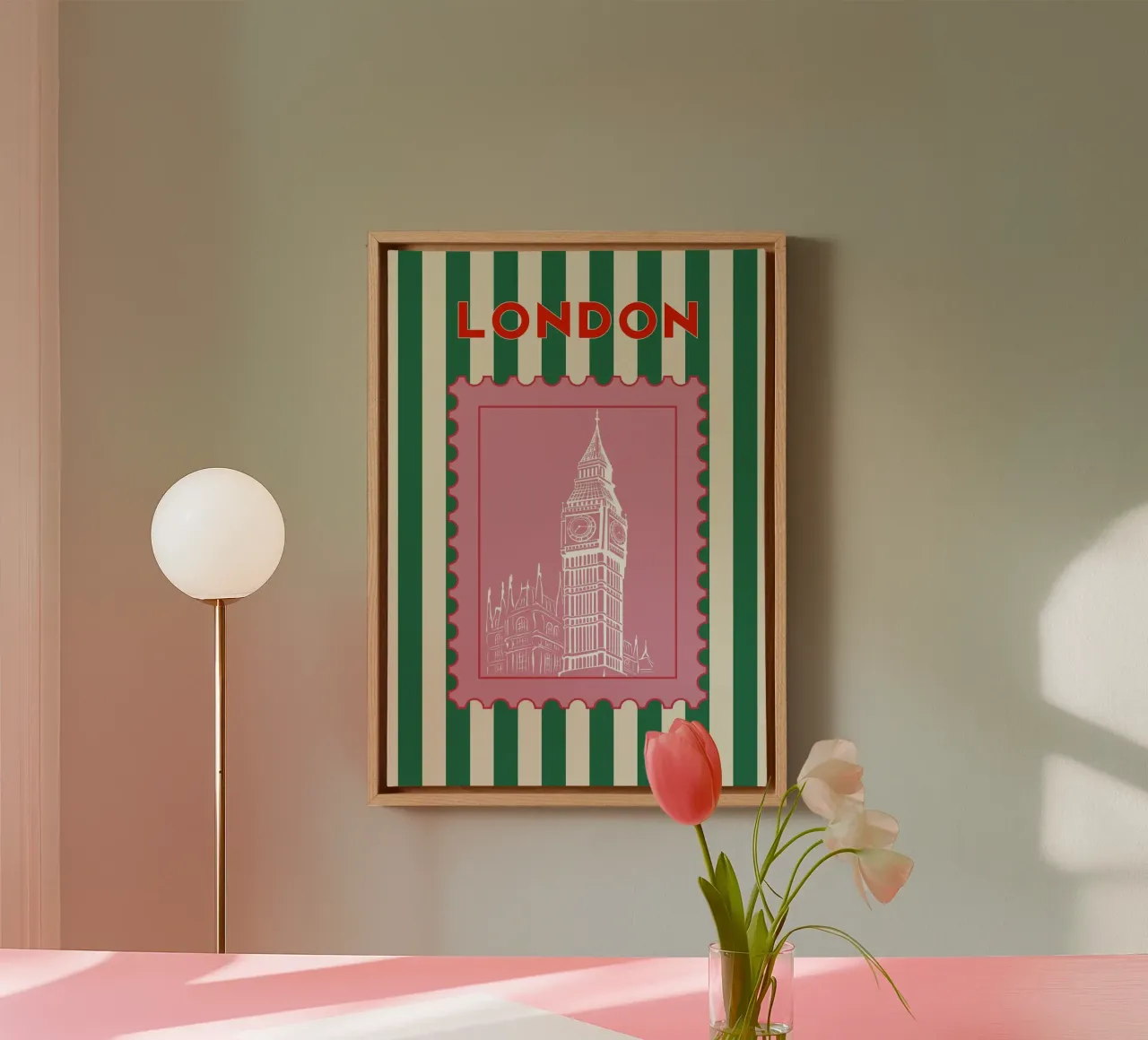 Londen Retro Reisontwerp canvas met Baklijst van pdigitalprints