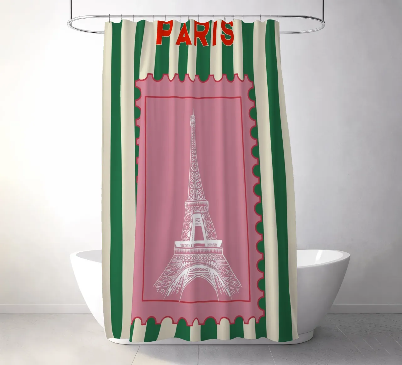 Parijs Retro reizen Ontwerp douchegordijn van pdigitalprints