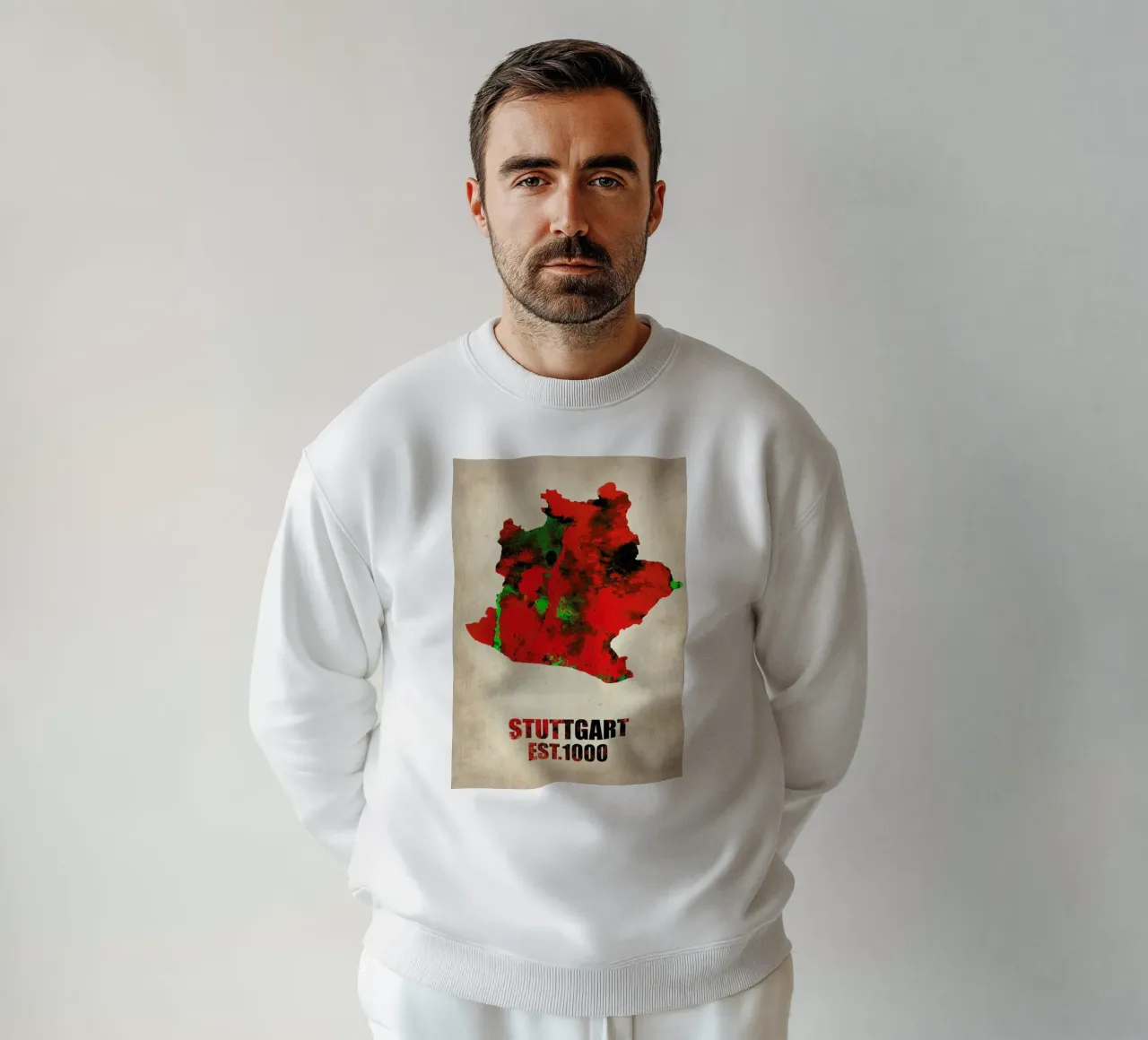 Stuttgart Watercolor Map felpa da Naxart