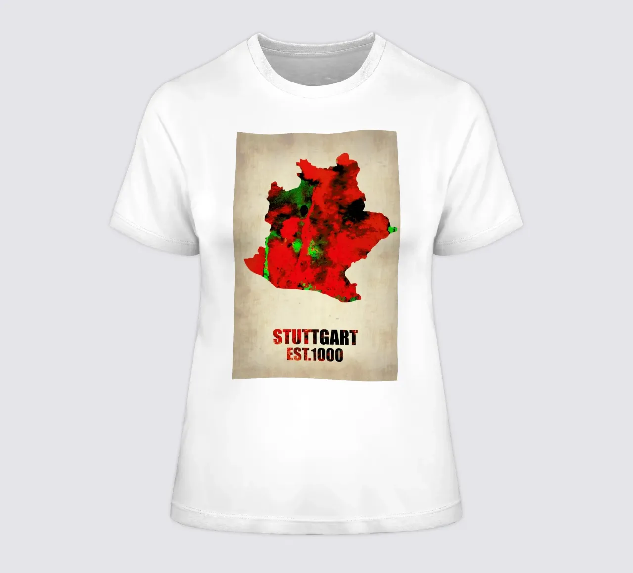 Stuttgart Watercolor Map t-shirt da donna da Naxart