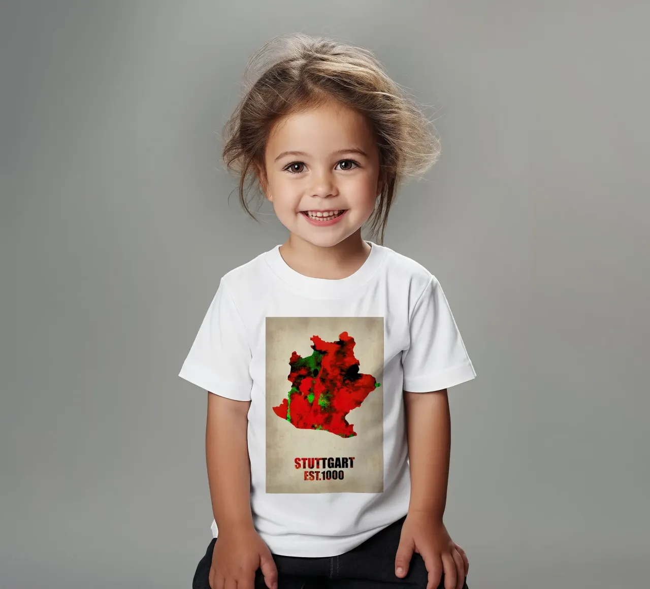 Stuttgart Watercolor Map t-shirt bambini da Naxart
