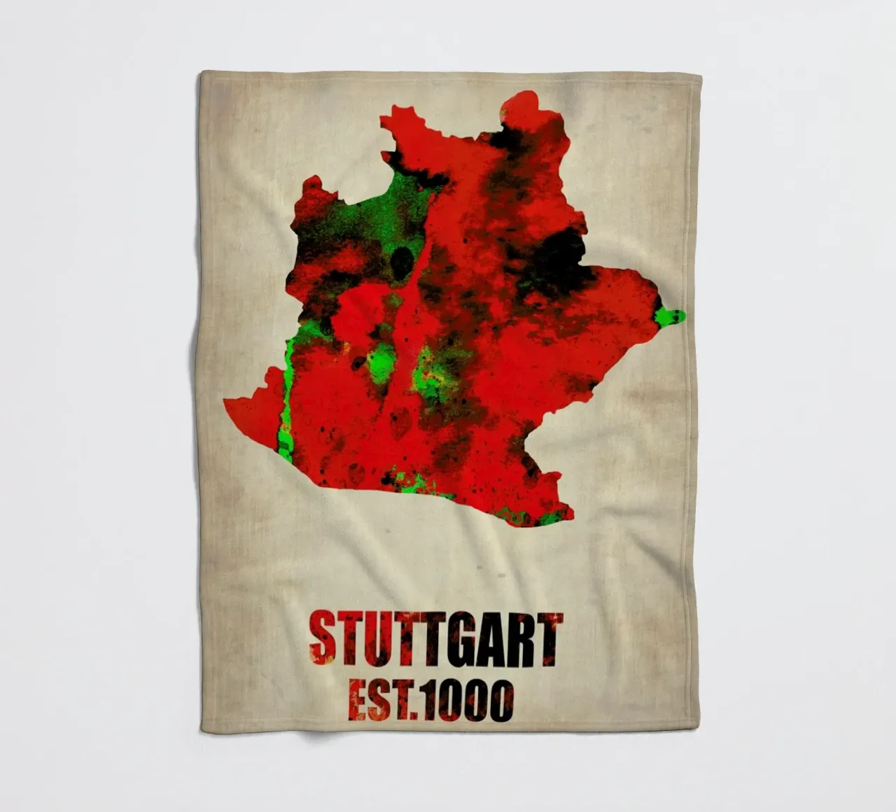 Stuttgart Watercolor Map coperta in pile da Naxart