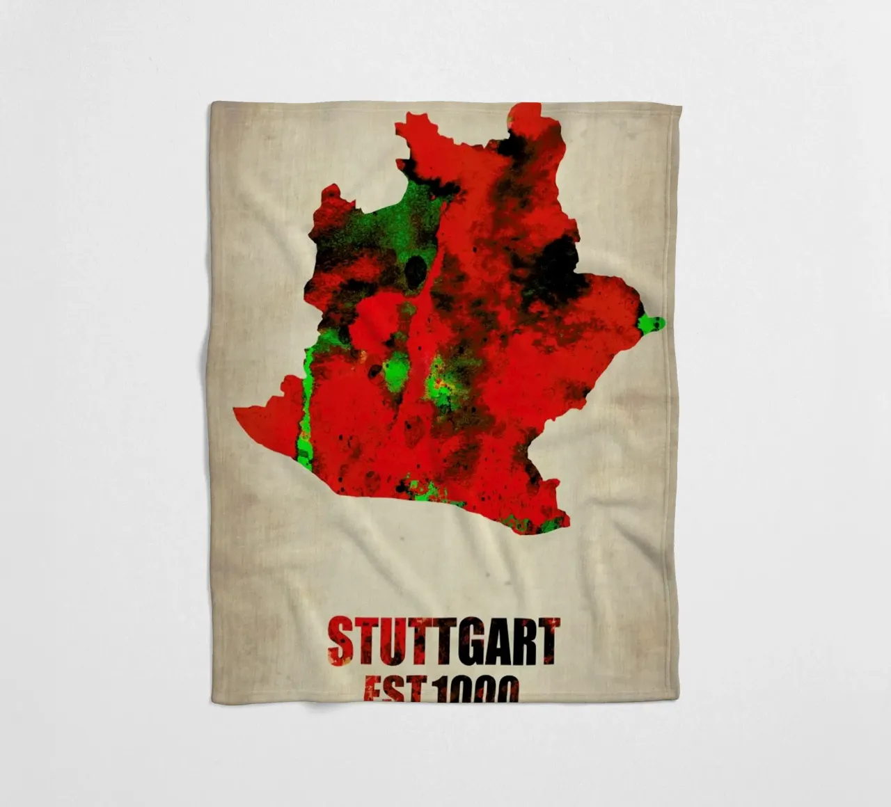 Stuttgart Watercolor Map coperta in pile da Naxart