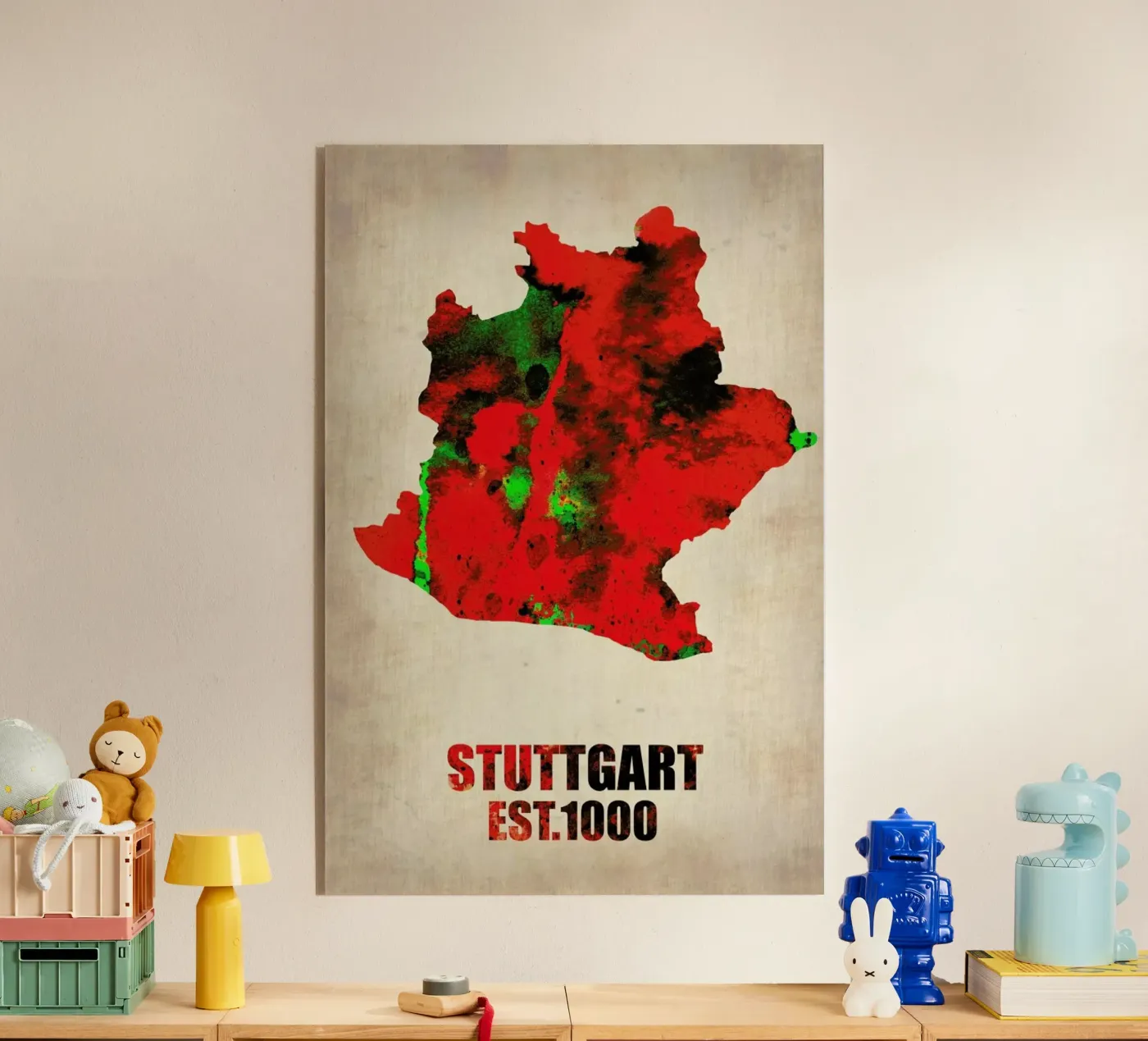 Stuttgart Watercolor Map plexiglass da Naxart