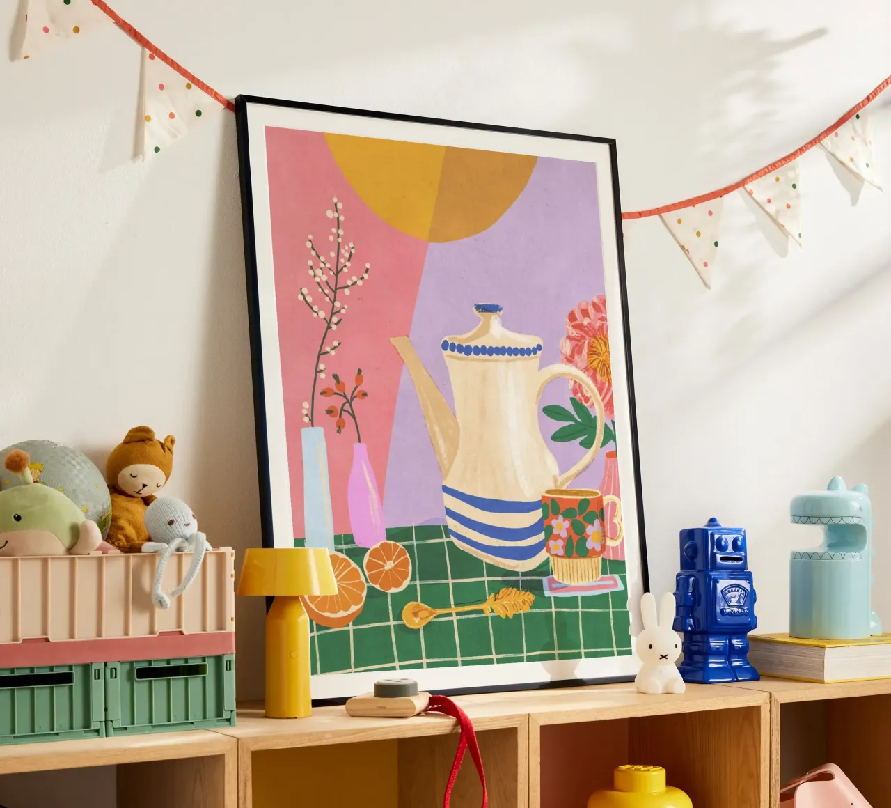 Pink still life poster con telaio in legno da GigiRosado