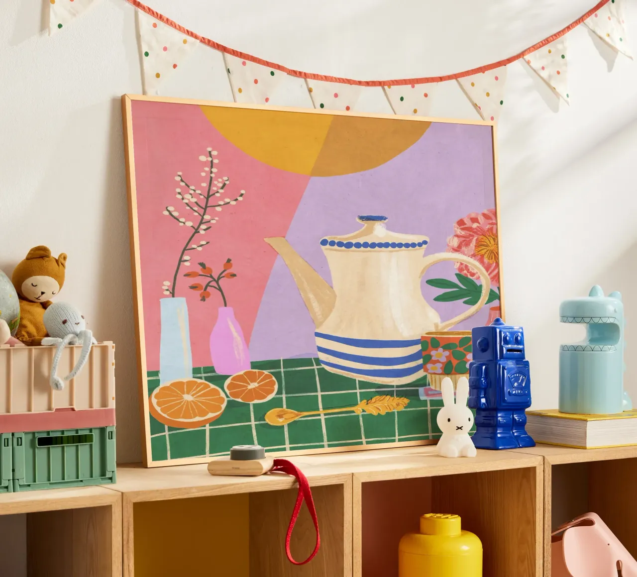 Pink still life poster con telaio in legno da GigiRosado