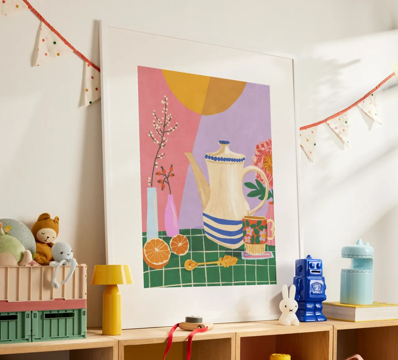 Pink still life poster con telaio in legno da GigiRosado