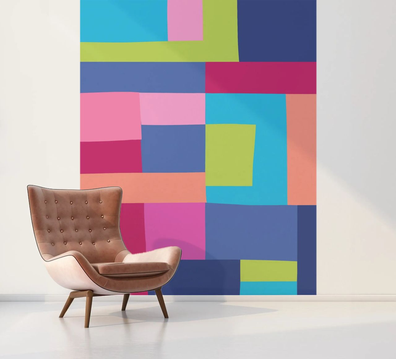 Mosaic Brights 7 | Color Blocking | Burgundy Navy Aqua Lime papier peint photo de sabidussi