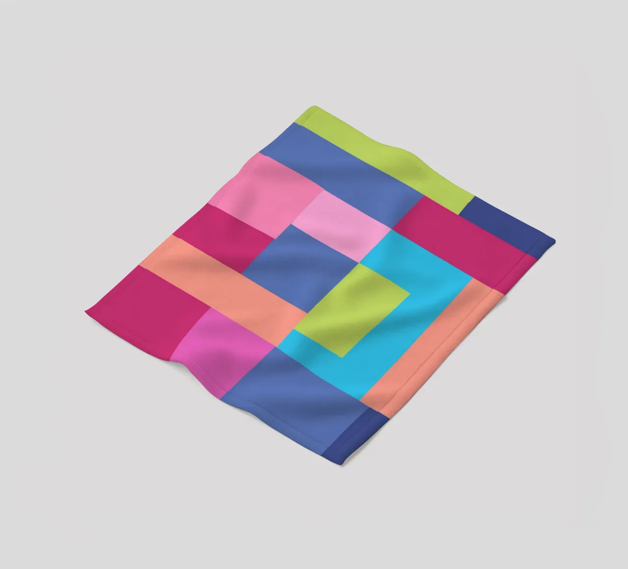 Mosaic Brights 7 | Color Blocking | Burgundy Navy Aqua Lime coperta in pile da sabidussi