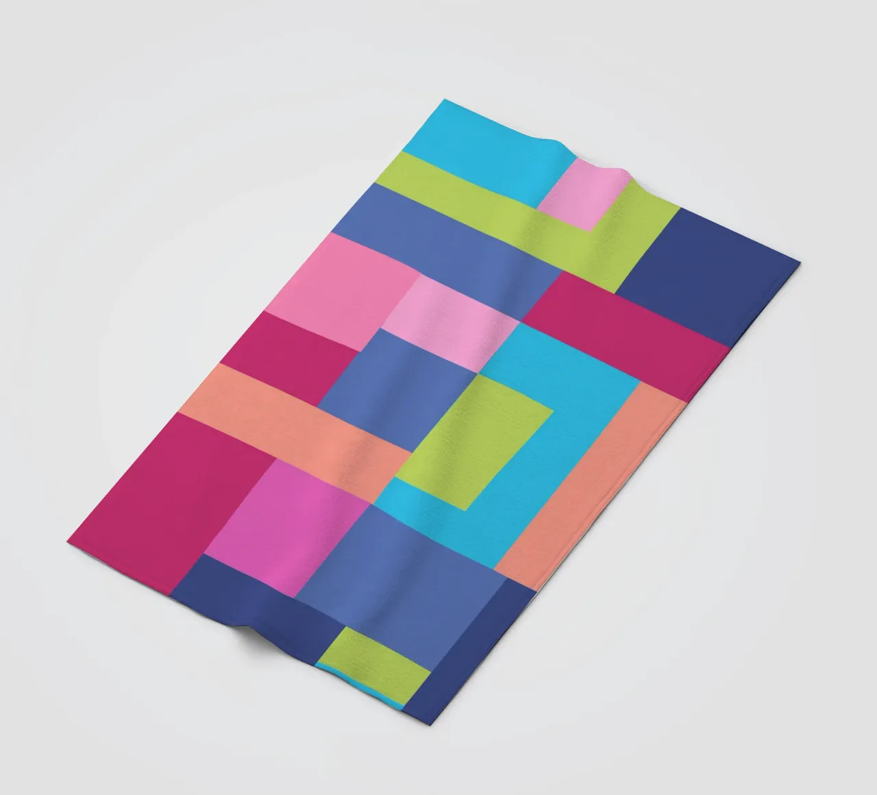Mosaic Brights 7 | Color Blocking | Burgundy Navy Aqua Lime coperta in pile da sabidussi