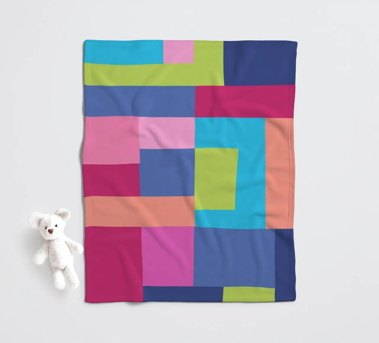 Mosaic Brights 7 | Color Blocking | Burgundy Navy Aqua Lime coperta in pile da sabidussi
