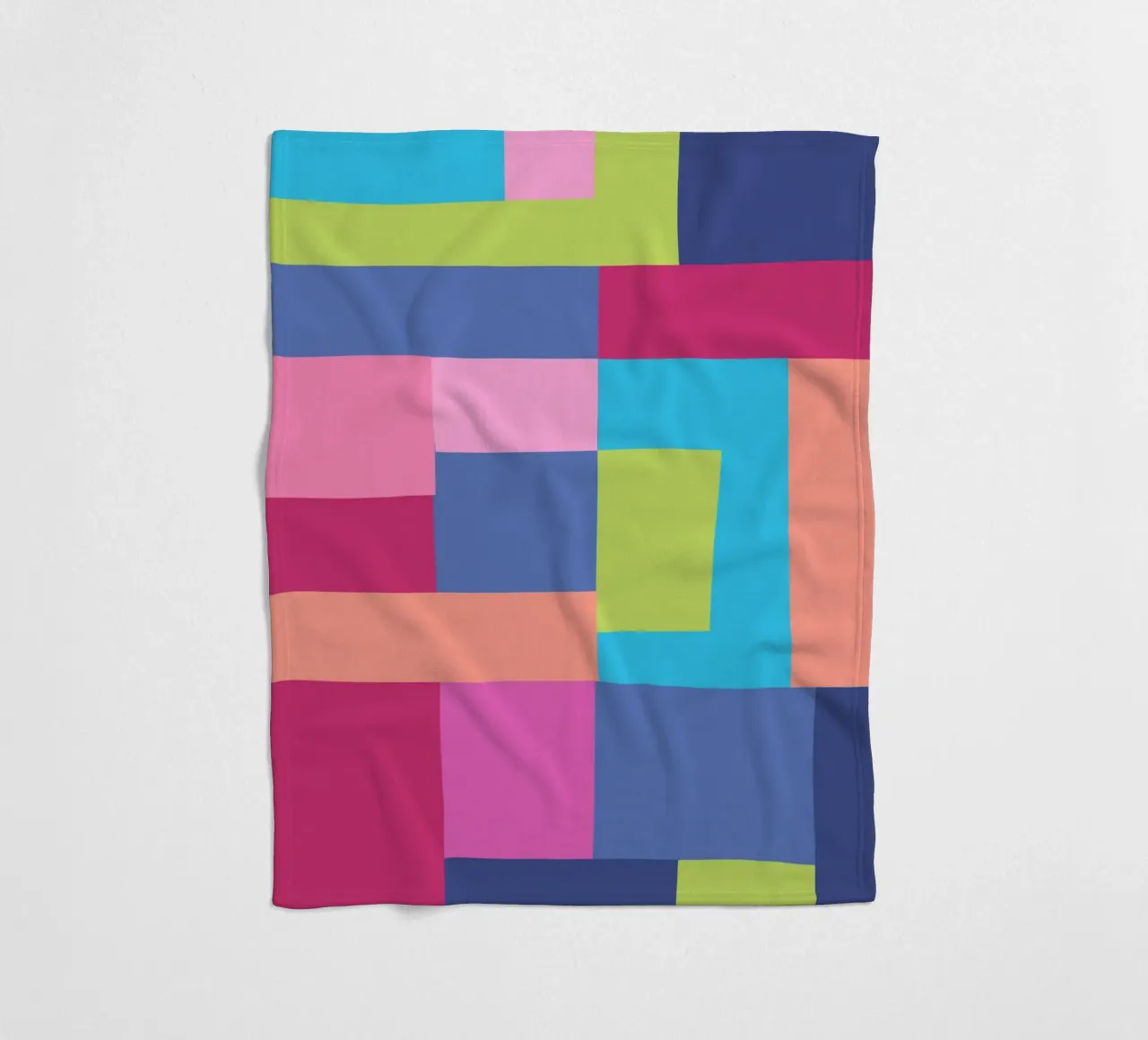 Mosaic Brights 7 | Color Blocking | Burgundy Navy Aqua Lime coperta in pile da sabidussi