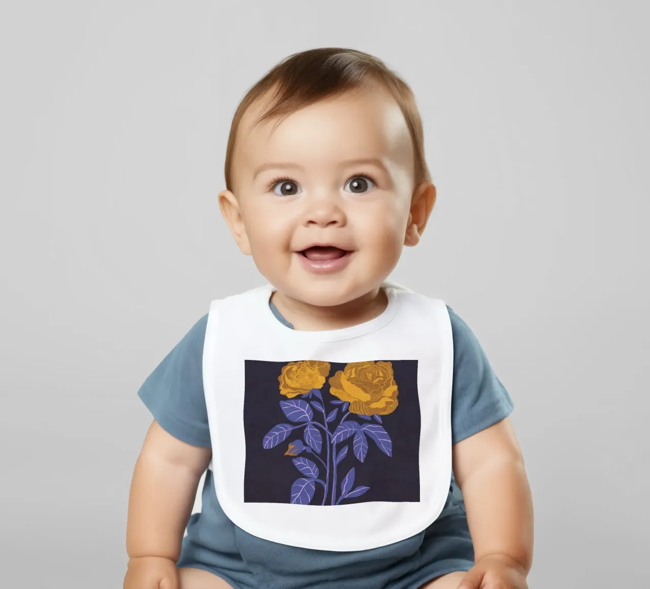 Golden roses baby bib by GigiRosado