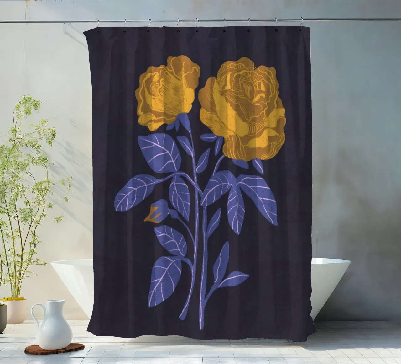 Golden roses shower curtain by GigiRosado